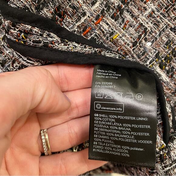 H&M Frayed Tweed Sequin Cropped Jacket Open-front Blazer Size 6 - Picture 7 of 12